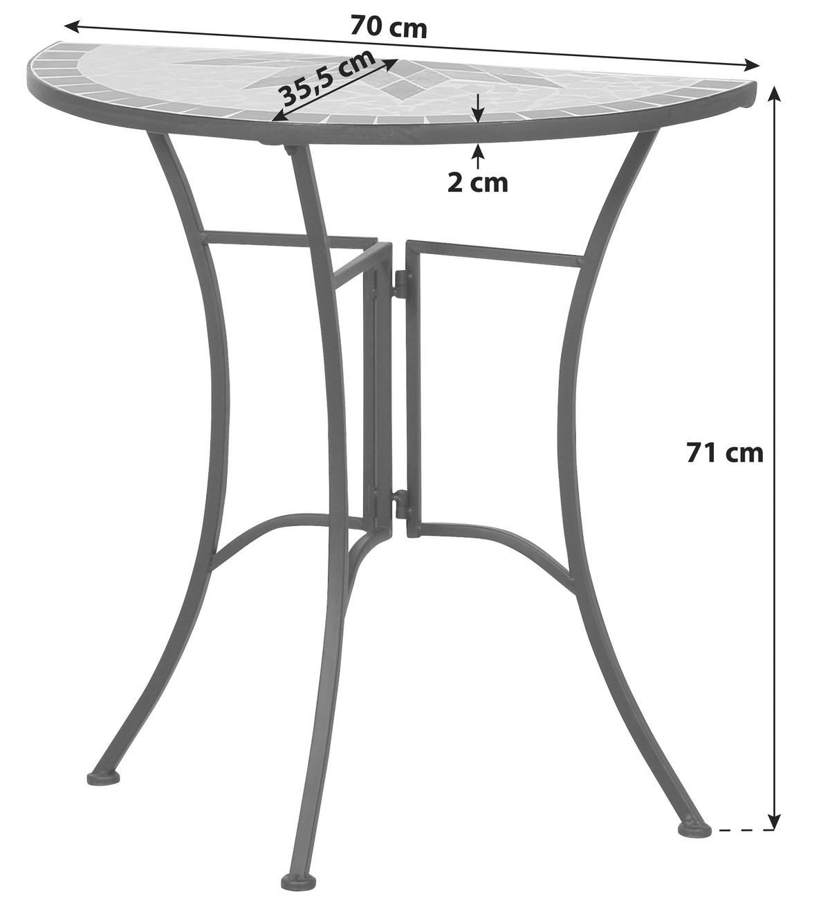 GARTENTISCH Keramik Multicolor, Schwarz formgebogen  - Multicolor/Schwarz, MODERN, Keramik/Metall (70/35,5/71cm) - Siena Garden