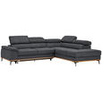 ECKSOFA in Webstoff Dunkelgrau  - Dunkelgrau/Schwarz, Natur, Holz/Textil (282/226cm) - Novel