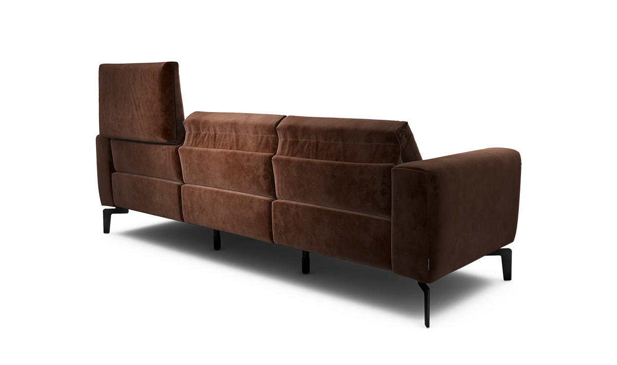 Dreisitzer inkl. Hocker Samt Braun  - Schwarz/Braun, Design, Textil/Metall (250/86/86-94cm) - SENSOO