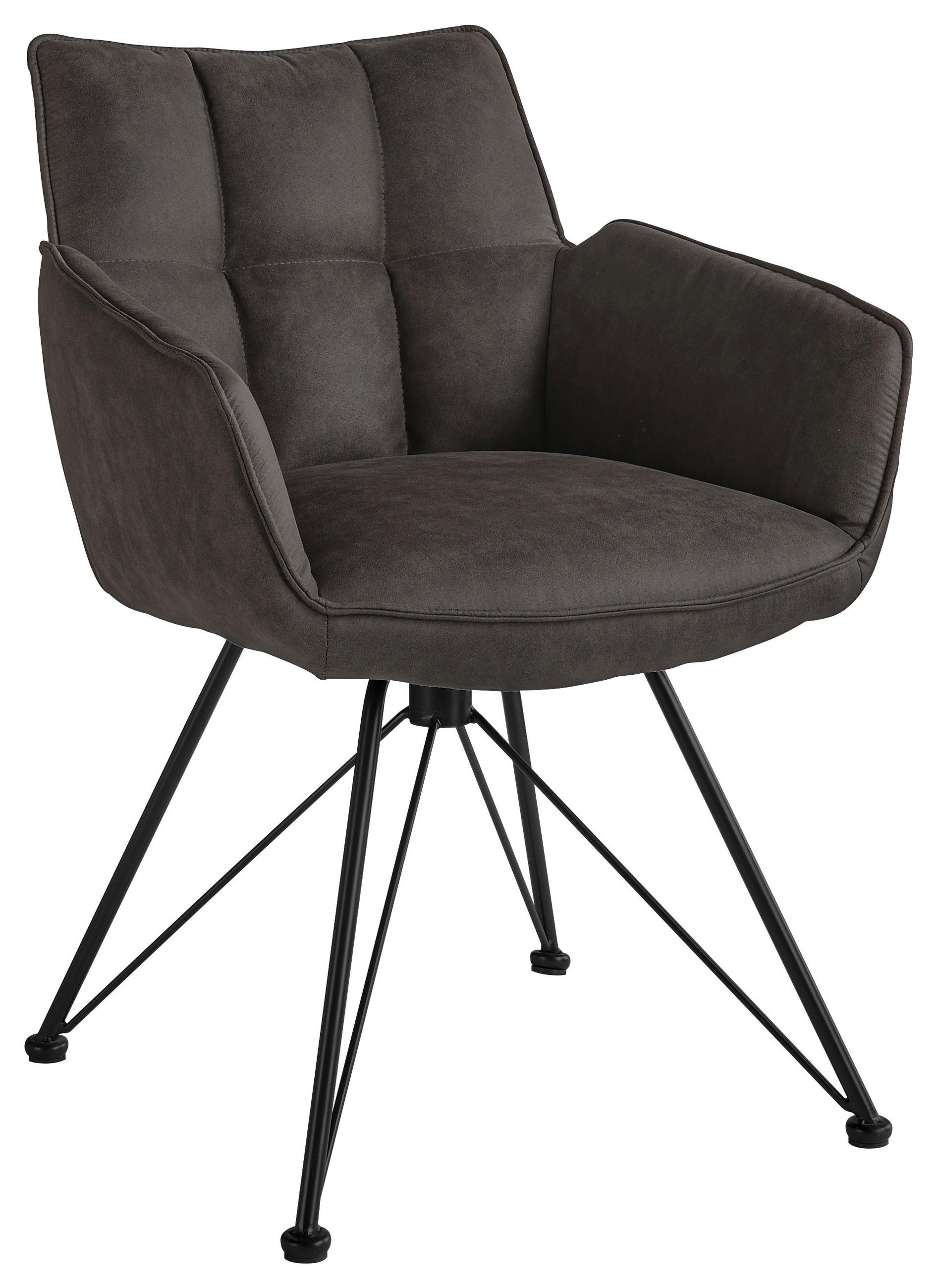 ARMLEHNSTUHL  in Mikrofaser  - Schwarz/Grau, Design, Textil/Metall (60/84/65cm) - SetOne by Musterring