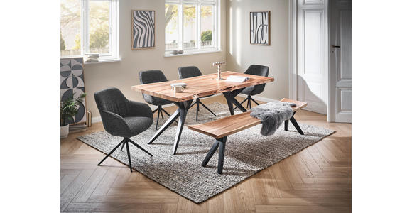 ESSTISCH in Holz, Metall 200/100/76 cm  - Schwarz/Akaziefarben, LIFESTYLE, Holz/Metall (200/100/76cm) - Landscape