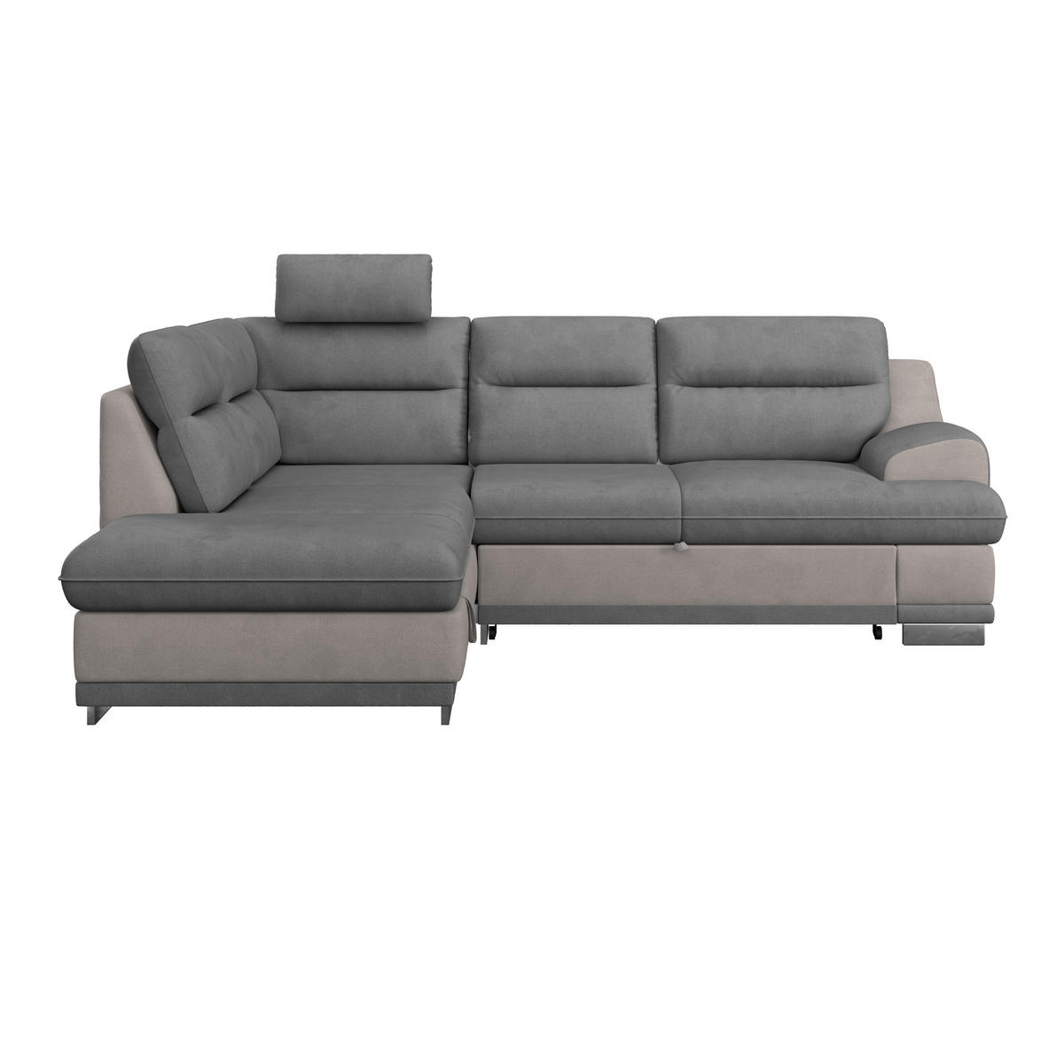 WOHNLANDSCHAFT in Velours Grau, Dunkelgrau  - Chromfarben/Dunkelgrau, Konventionell, Textil/Metall (217/264cm) - MID.YOU