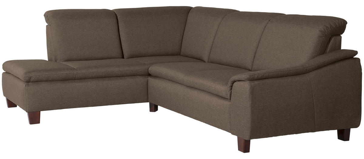 ECKSOFA in Flachgewebe Sahara  - Nussbaumfarben/Sahara, Design, Holz/Textil (247/187cm) - Max Winzer