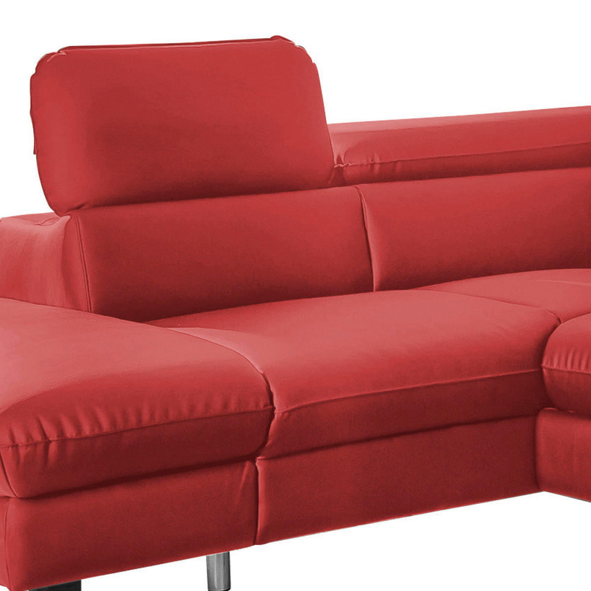 WOHNLANDSCHAFT in Lederlook Rot  - Chromfarben/Rot, Modern, Textil/Metall (214/266cm) - MID.YOU