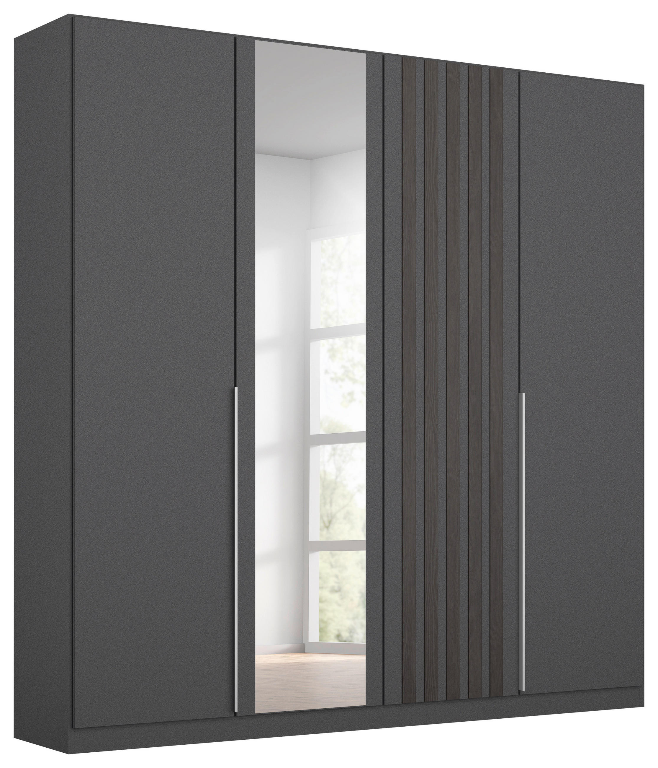 DREHTÜRENSCHRANK 181/210/54 cm 4-türig Grau  - Alufarben/Grau, MODERN, Holzwerkstoff/Metall (181/210/54cm) - Rauch Möbel