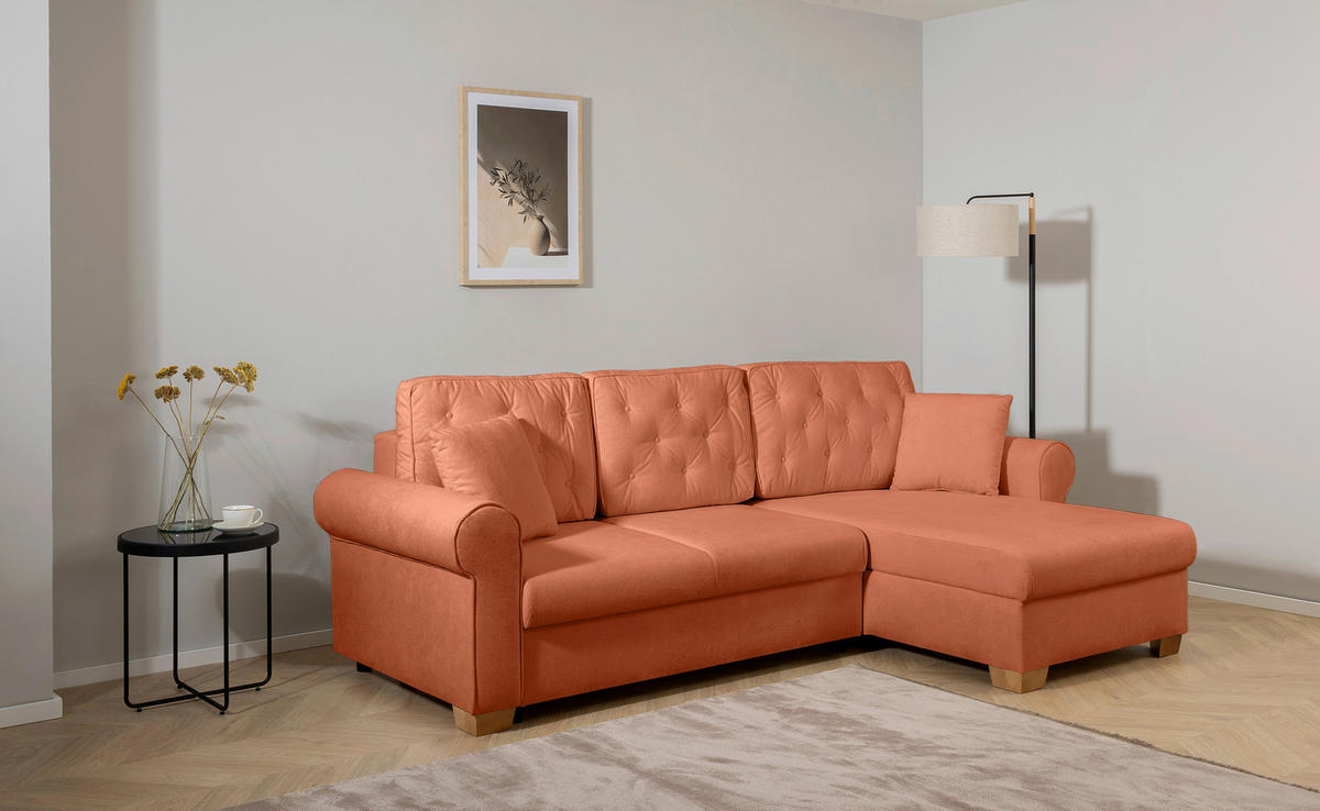 ECKSOFA Arles Rostfarben  - Rostfarben/Buchefarben, Design, Holz/Textil (266/161cm) - MID.YOU
