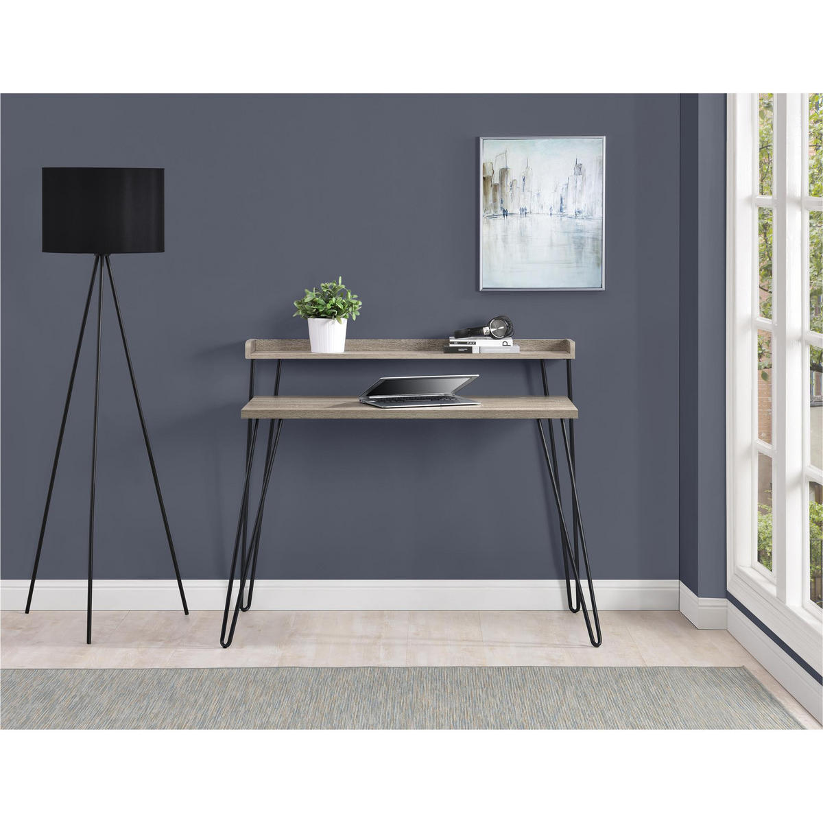 SCHREIBTISCH 112/89/60 cm  in Grau  - Schwarz/Grau, Design, Papier/Metall (112/89/60cm) - MID.YOU