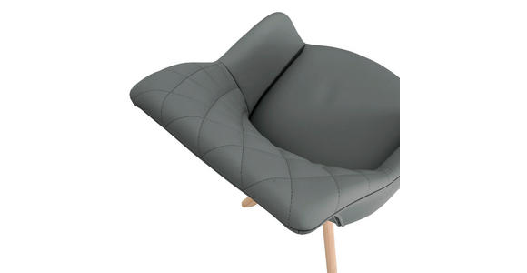 ARMLEHNSTUHL  Typenauswahl, Sitzfläche 360° drehbar, automatische Rückholfunktion  Echtleder  - Naturfarben/Grau, Design, Leder/Holz (60/83/65cm) - Landscape