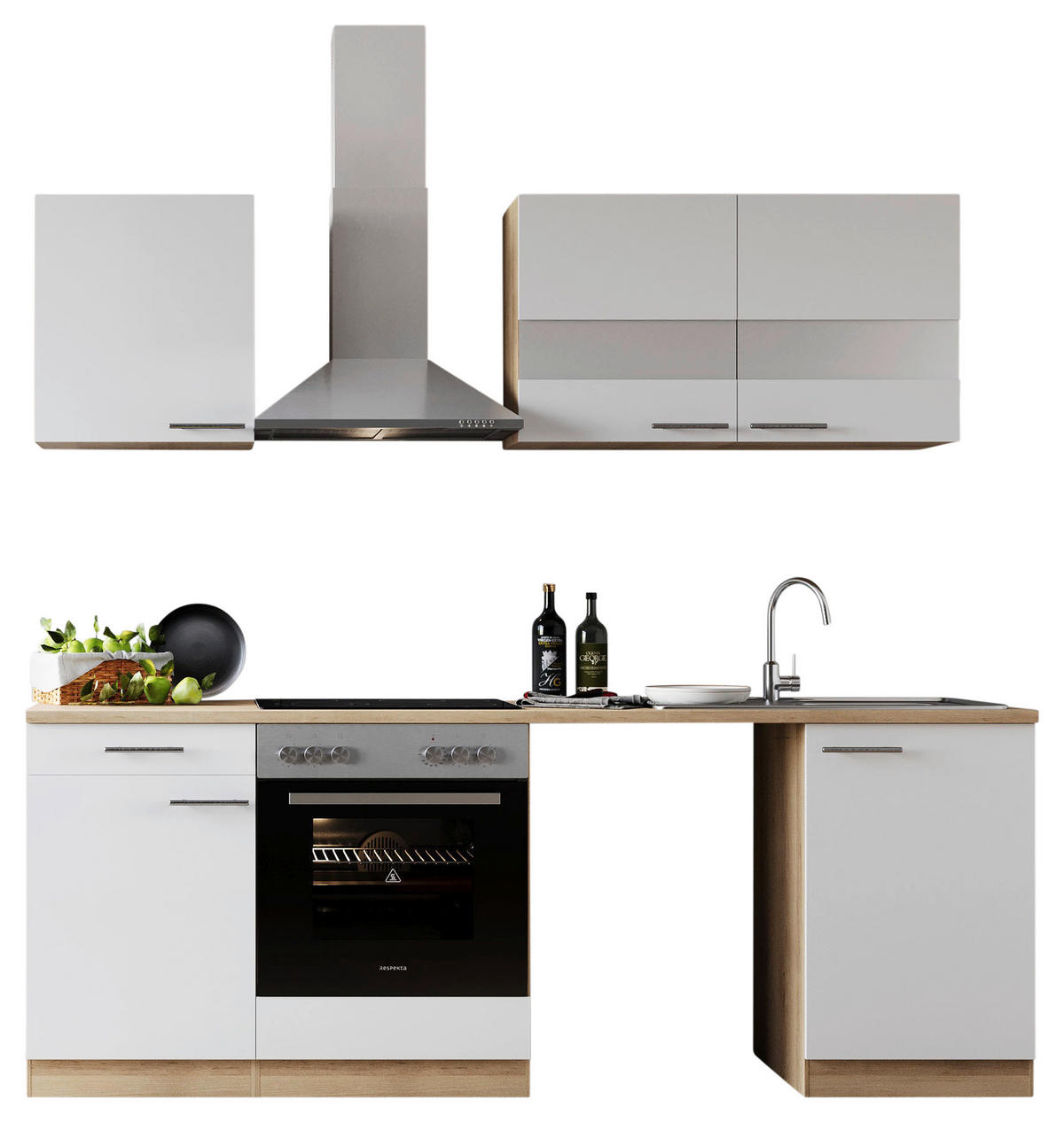 MODULKÖK 220 cm   i vit  - stålfärgad/vit, Basics, metall/trämaterial (220cm) - Respekta