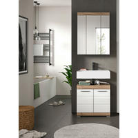 BADEZIMMER 2-teilig  in 60 cm  - Chromfarben/Eichefarben, MODERN, Glas/Holzwerkstoff (60cm) - MID.YOU