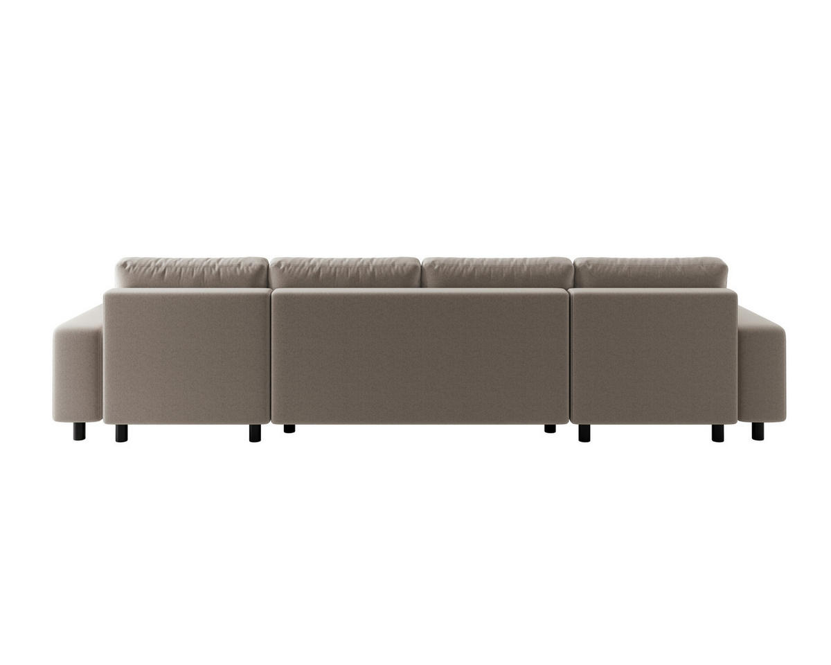 WOHNLANDSCHAFT Beige Jacquard  - Beige/Schwarz, MODERN, Kunststoff/Textil (144/318/144cm) - Carryhome
