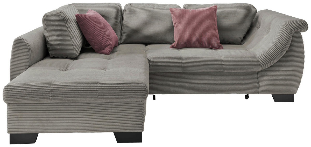 ECKSOFA in Cord Graubraun  - Koralle/Graubraun, Design, Holz/Textil (190/250cm) - MID.YOU