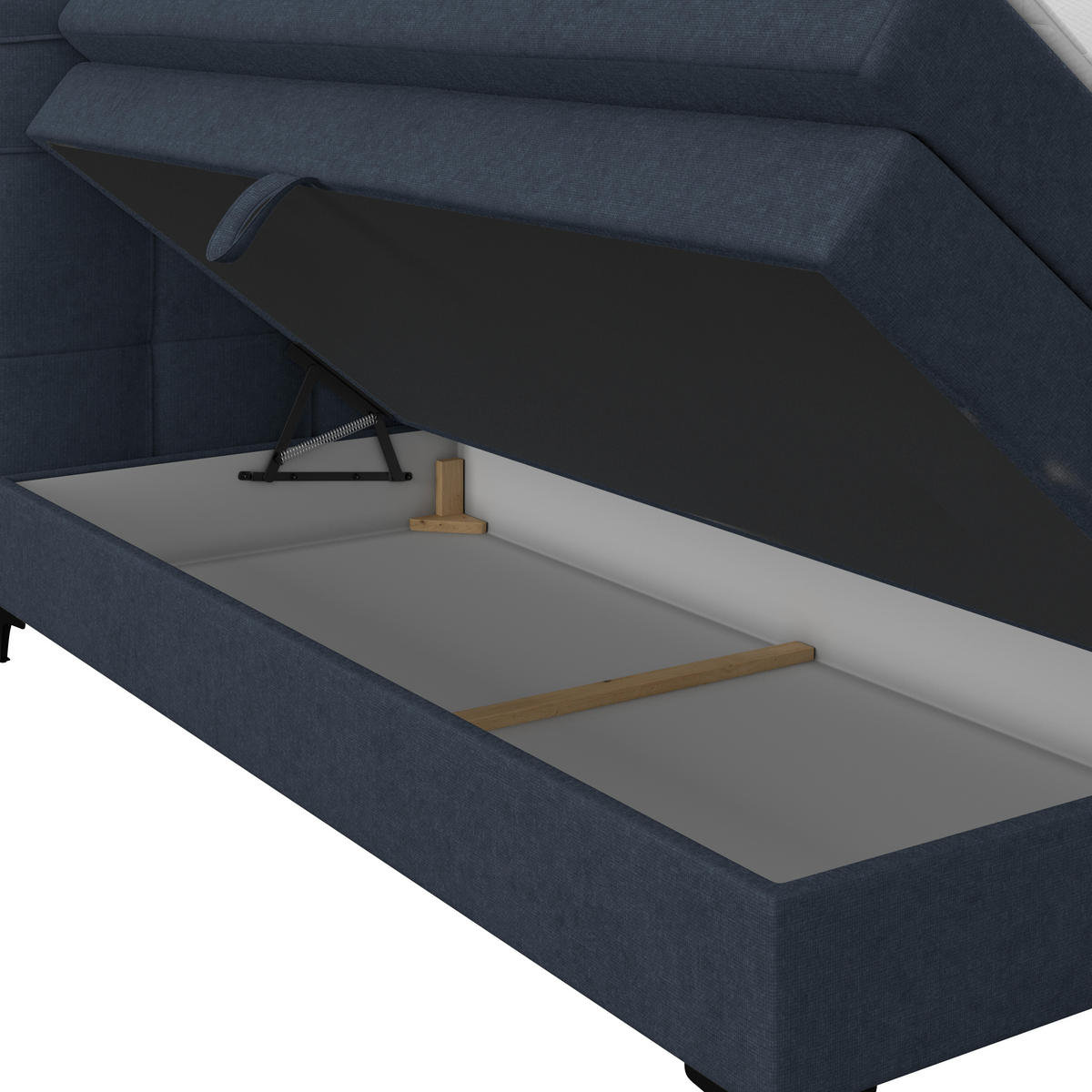BOXSPRINGBETT 140/200 cm,  in Dunkelblau, H3 = fest  - Schwarz/Dunkelblau, KONVENTIONELL, Kunststoff/Textil (140/200cm)