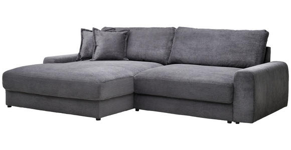 ECKSOFA Dunkelgrau Cord  - Dunkelgrau/Schwarz, MODERN, Kunststoff/Textil (180/300cm) - Carryhome