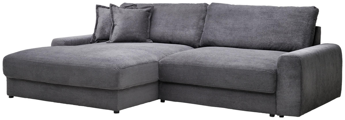 ECKSOFA in Cord Dunkelgrau  - Dunkelgrau/Schwarz, Modern, Kunststoff/Textil (180/300cm) - Carryhome