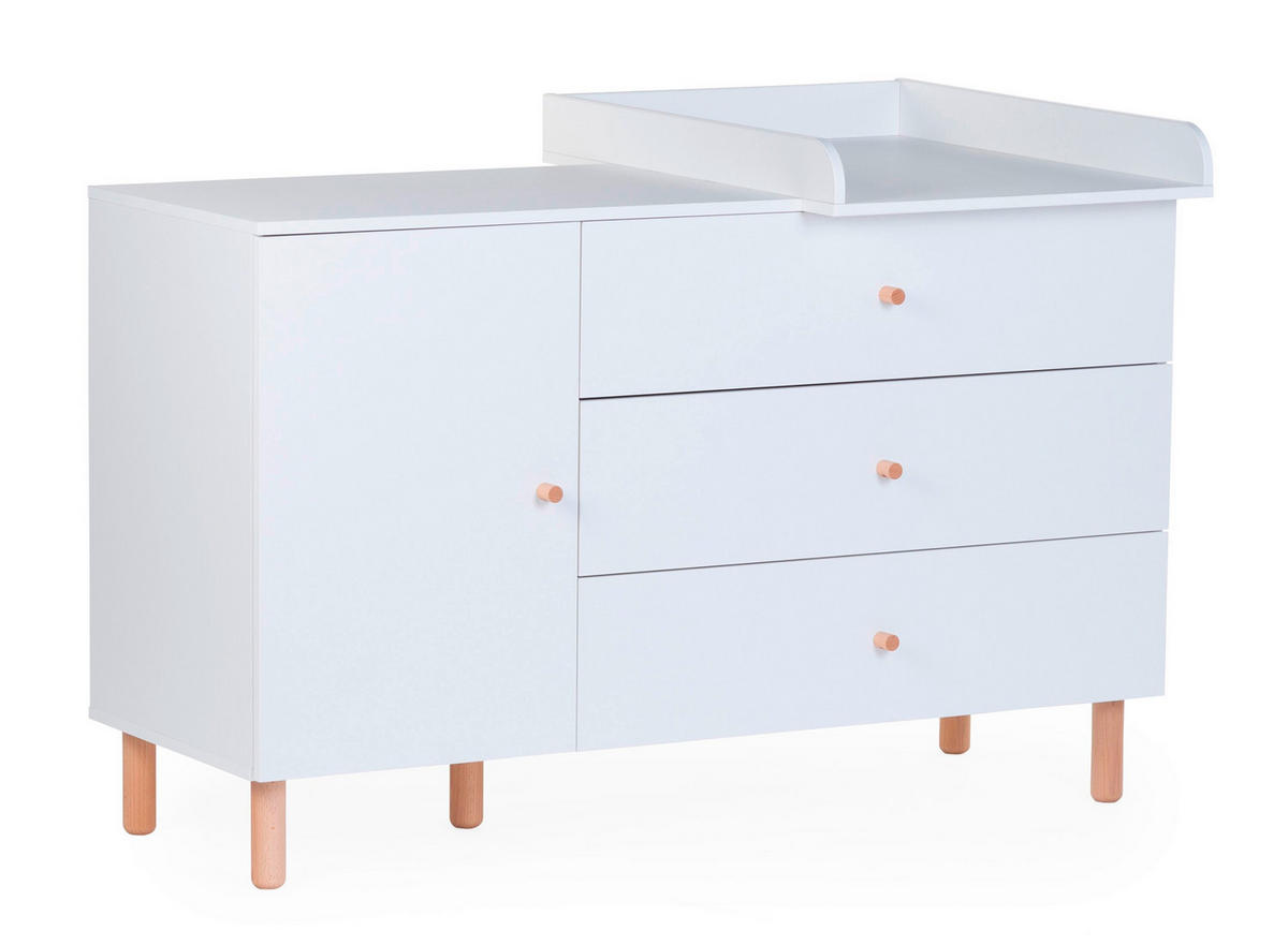 WICKELKOMMODE Wonder White 2023 Weiß  - Weiß/Naturfarben, Design, Holz/Holzwerkstoff (137/93/75cm) - Childhome