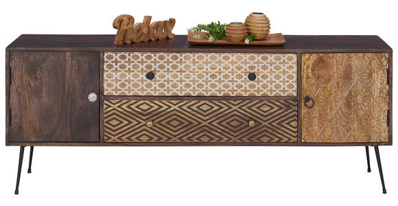 LOWBOARD in 157/60/35 cm - Messingfarben/Multicolor, LIFESTYLE, Holz/Metall (157/60/35cm) - Landscape