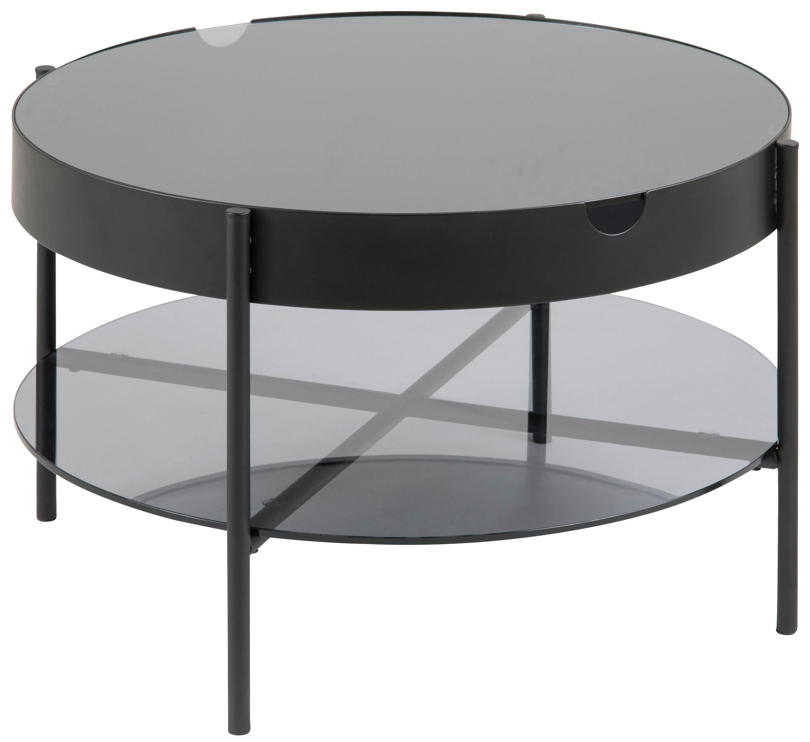 Beistelltisch in Metall, Glas 75/75/45 cm