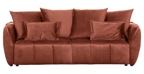 SCHLAFSOFA  mit Liegefunktion, Schlafen auf Sitzhöhe, Rücken echt Flachgewebe Rostfarben  - Rostfarben/Schwarz, KONVENTIONELL, Kunststoff/Textil (250/70/118cm) - Carryhome