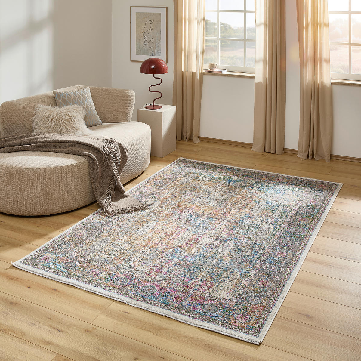 VINTAGE-TEPPICH 160/230 cm VOLETT  - Gelb/Creme, Design, Textil (160/230cm) - Novel