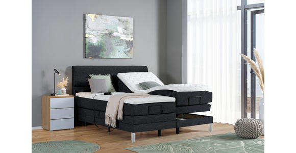 BOXSPRINGBETT 180/200 cm  in Anthrazit  - Chromfarben/Anthrazit, KONVENTIONELL, Kunststoff/Textil (180/200cm) - Voleo