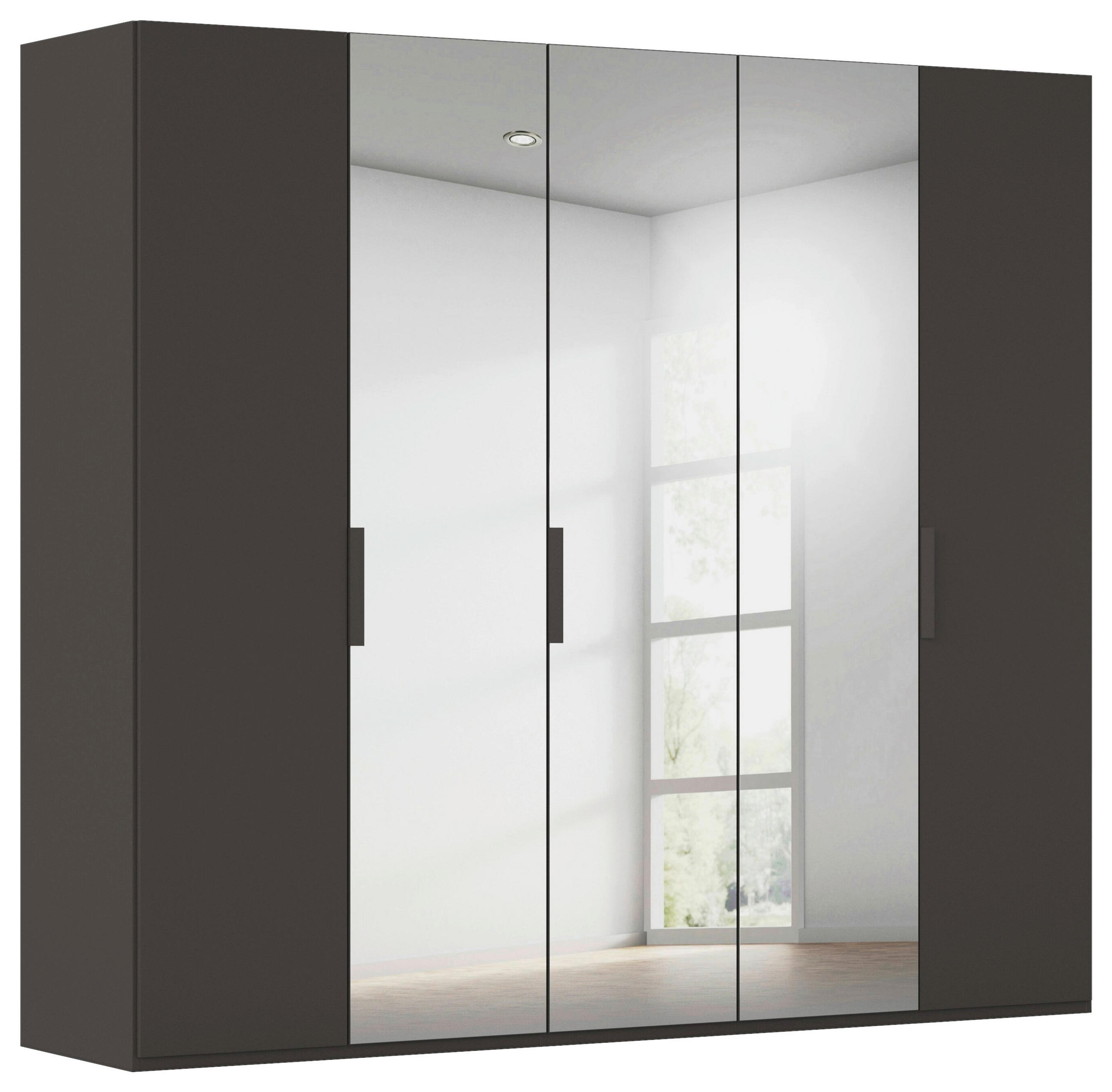 DREHTÜRENSCHRANK 251/223/61 cm,  in Graphitfarben, 5-türig  - Graphitfarben, Basics, Glas/Holzwerkstoff (251/223/61cm) - Novel