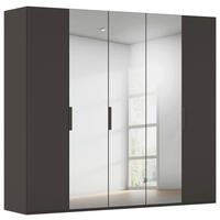 DREHTÜRENSCHRANK 251/235/61 cm,  in Graphitfarben, 5-türig  - Graphitfarben, Basics, Glas/Holzwerkstoff (251/235/61cm) - Novel