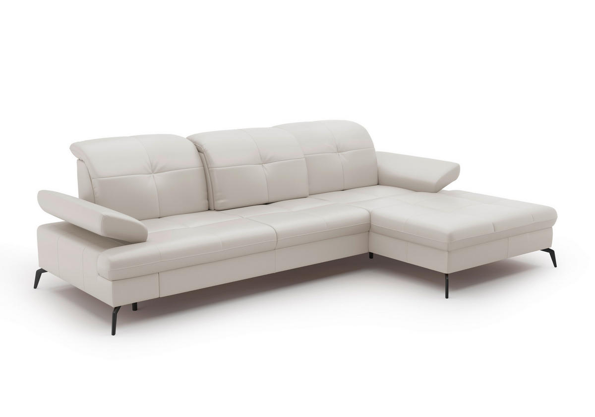 ECKSOFA in Vliesstoff Kombination Echtleder/Stoff Weiss  - Weiss/Schwarz, Konventionell, Leder/Textil (279/185cm) - Sit & More