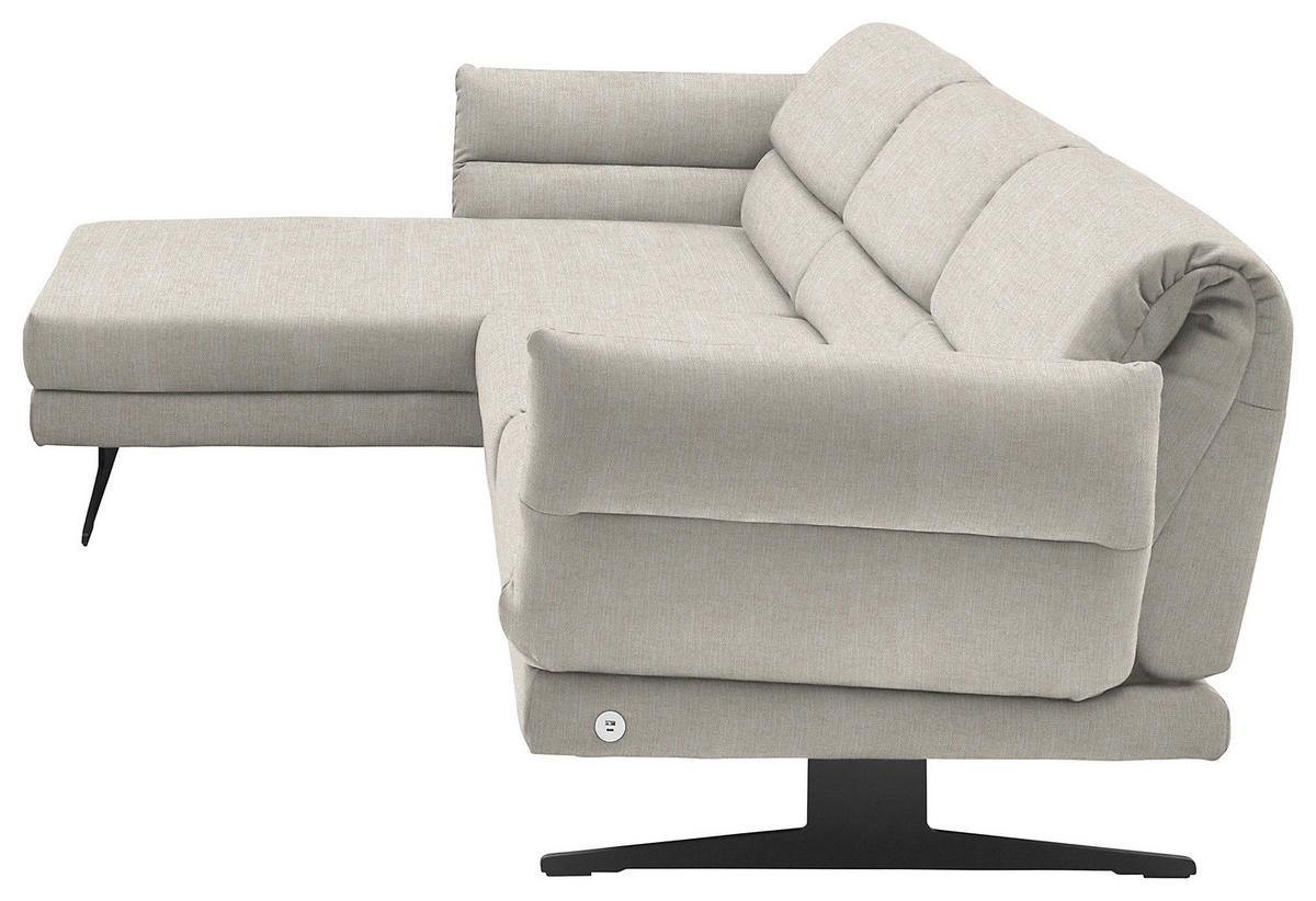 ECKSOFA  in Flachgewebe Naturfarben  176-217/279-327 cm  - Schwarz/Naturfarben, Design, Textil/Metall (176-217/279-327cm) - Dieter Knoll