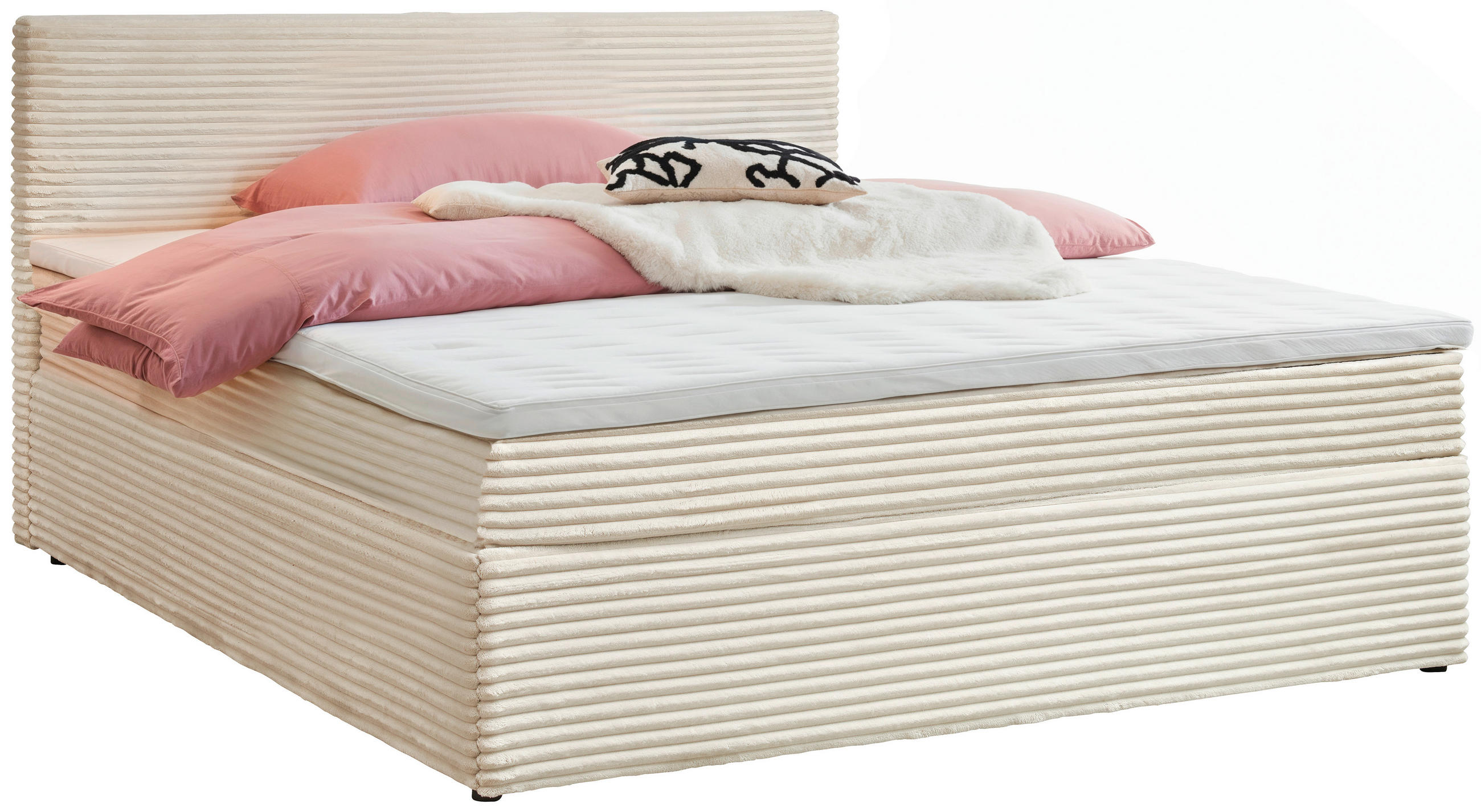 BOXBETT 180/200 cm  in Creme  - Creme/Schwarz, Basics, Holz/Kunststoff (180/200cm) - Livetastic