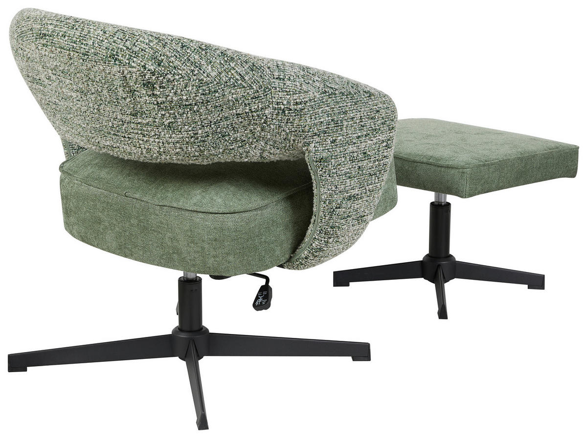RELAXSESSELSET Leinenoptik Hocker    - Schwarz/Grün, Design, Textil/Metall (78/77-88/74cm) - Carryhome