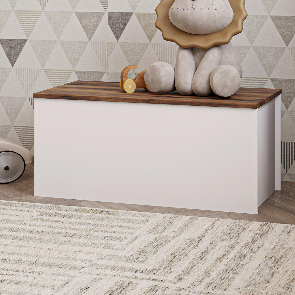 TRUHE - Weiss/Eichefarben, Design, Holz (45/45,5/90cm) - Livetastic