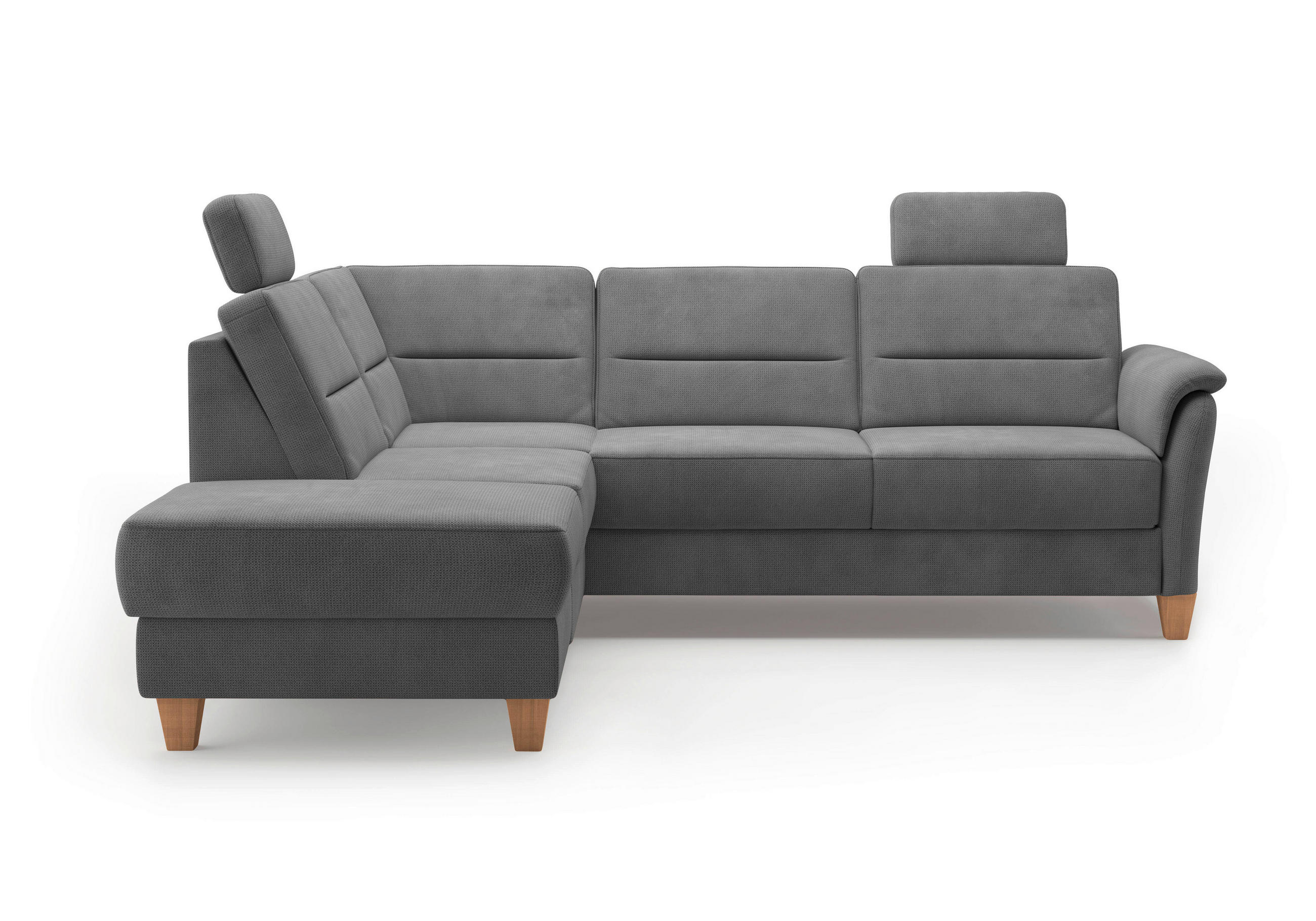 ECKSOFA in Flachgewebe Grau  212/236 cm  - Eichefarben/Grau, KONVENTIONELL, Holz/Textil (212/236cm) - Sit & More