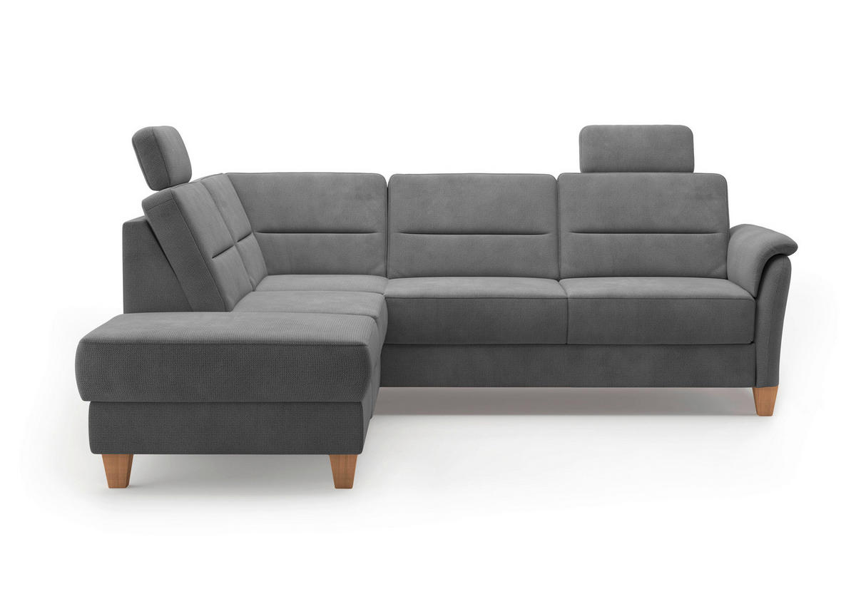 ECKSOFA in Flachgewebe Grau  212/236 cm  - Eichefarben/Grau, KONVENTIONELL, Holz/Textil (212/236cm) - Sit & More