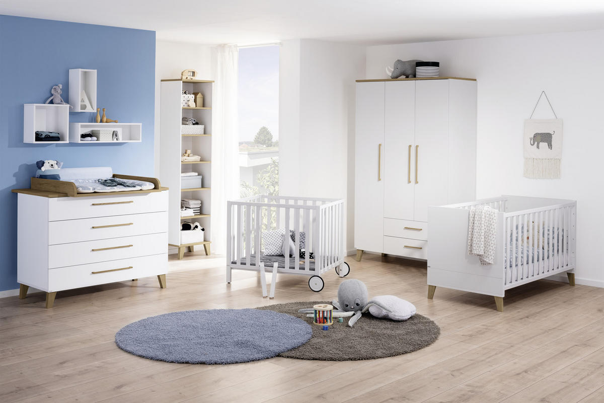 KLEIDERSCHRANK in Weiss, Eichefarben  - Weiss/Eichefarben, Konventionell, Holz/Holzwerkstoff (123,5/206/55,9cm) - Paidi