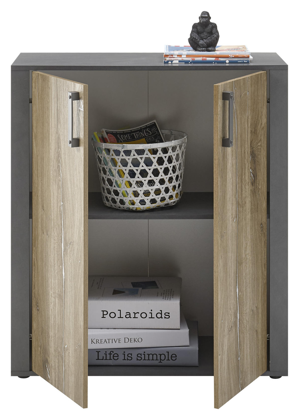 KOMMODE  in 89/102/38 cm  - Alteiche/Dunkelgrau, KONVENTIONELL, Holzwerkstoff/Kunststoff (89/102/38cm) - MID.YOU