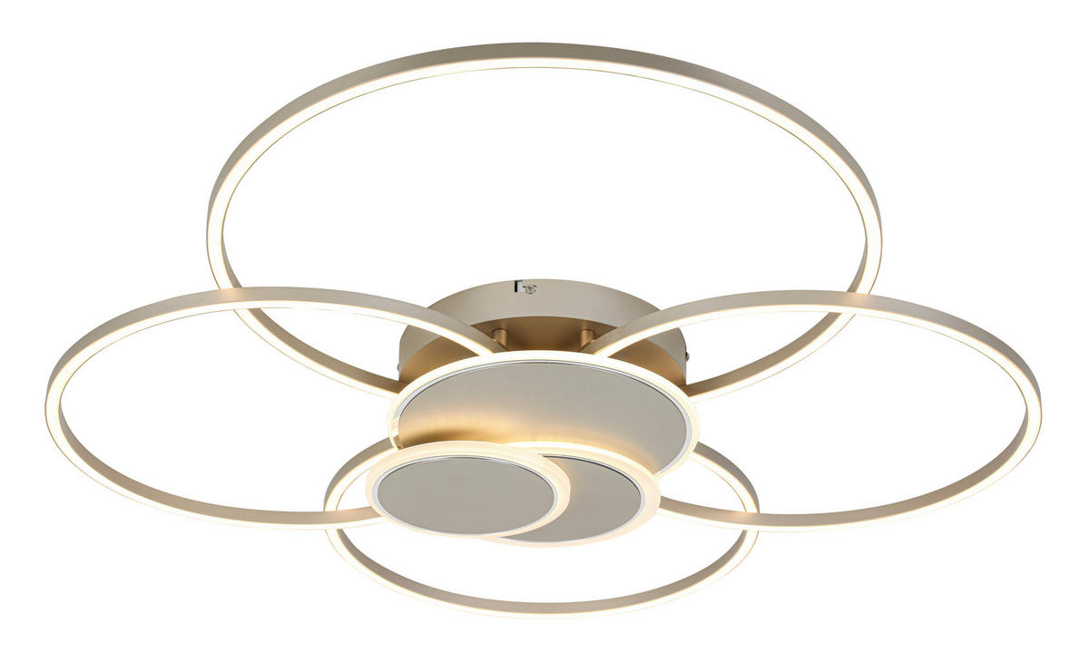 STROPNÉ LED SVIETIDLO, 90,5/81/9,5 cm - biela/šampanská, Design, kov/plast (90,5/81/9,5cm) - Novel