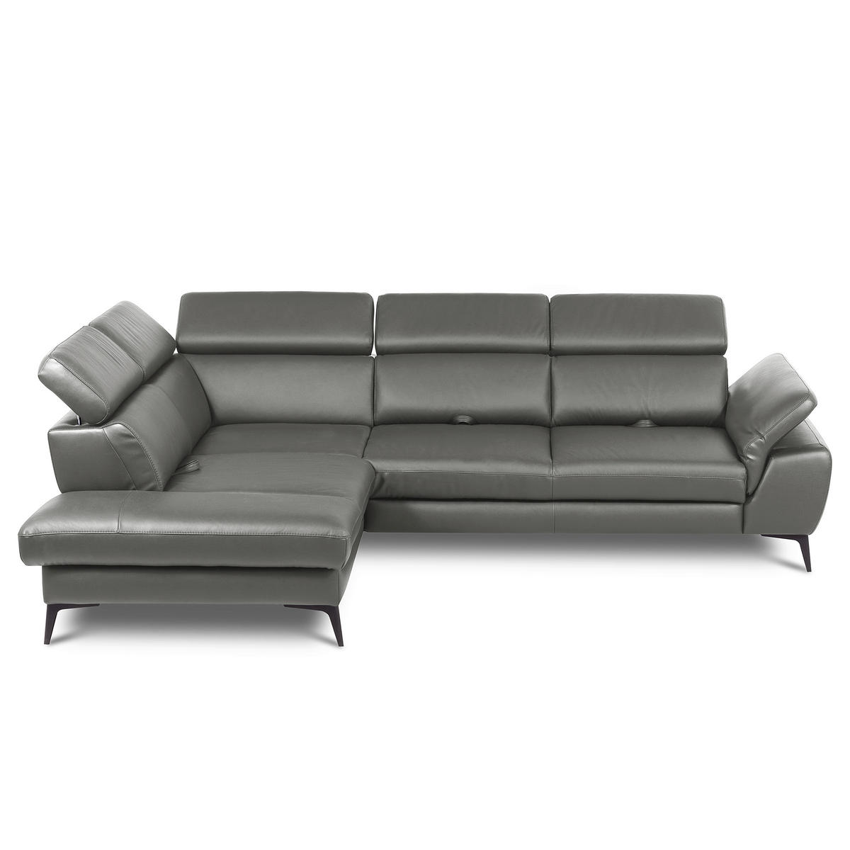 ECKSOFA  in Lederlook Echtleder Anthrazit  220/274 cm  - Anthrazit/Schwarz, Design, Leder/Textil (220/274cm) - Livetastic