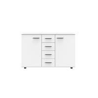 COMODĂ 130/83/41 cm  - alb/culoare crom, Basics, plastic/material pe bază de lemn (130/83/41cm) - Carryhome