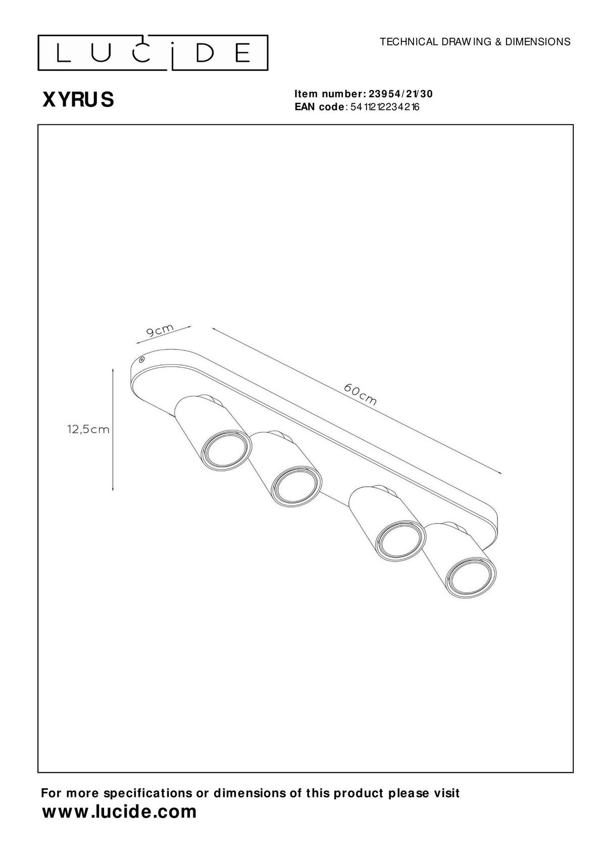 LED-STRAHLER 60/9/12.5 cm   - Schwarz, KONVENTIONELL (60/9/12.5cm) - Lucide