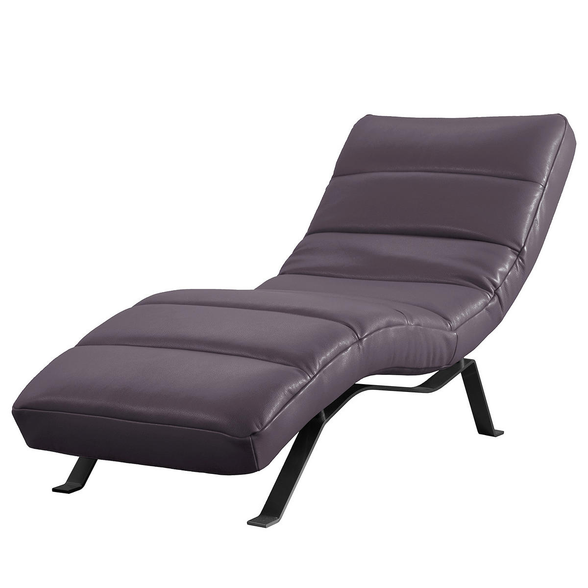 RELAXLIEGE in Echtleder Aubergine  - Aubergine/Schwarz, Design, Leder/Metall (65/65-95/171cm) - Livetastic