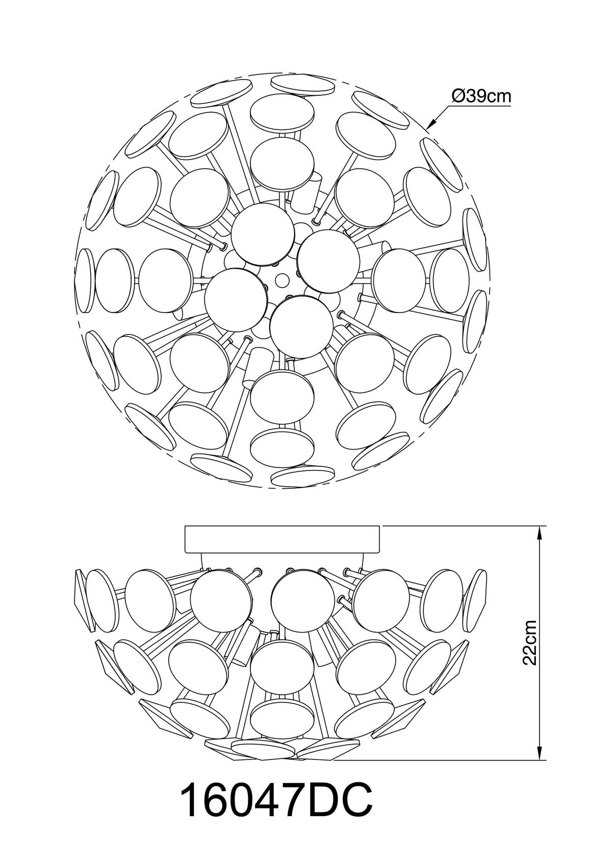 STROPNA SVETILKA VIRINA 39/22 cm   - barve kroma/prozorno, Konvencionalno, kovina/steklo (39/22cm) - Globo