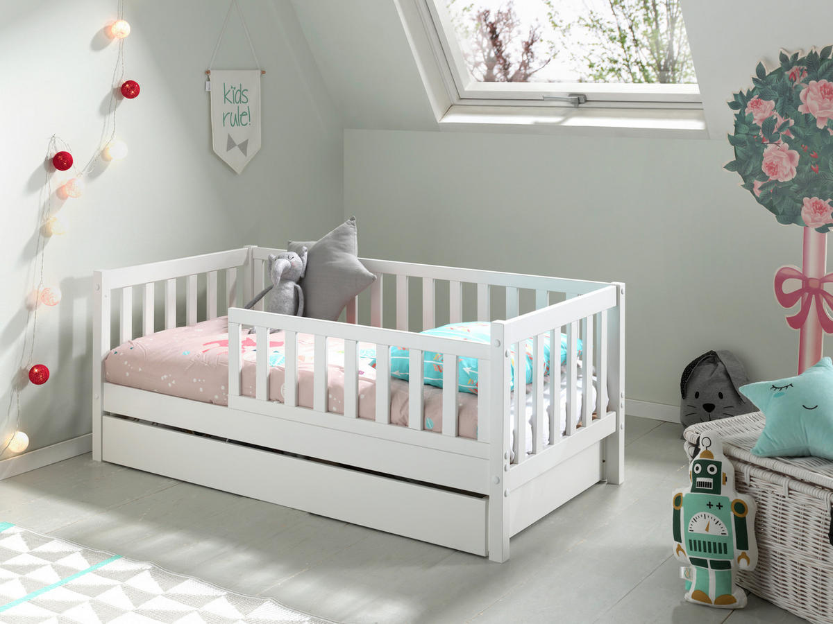 KINDER-/JUNIORBETT - Naturfarben/Weiß, MODERN, Holz (70/140cm) - MID.YOU
