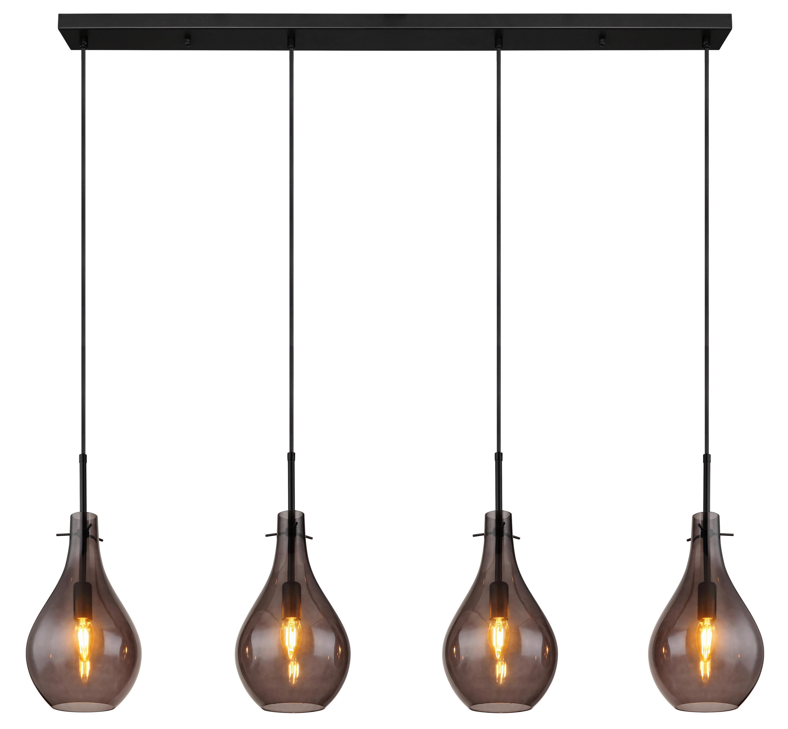 HÄNGELEUCHTE 110/18/120 cm  - Schwarz, Design, Glas/Metall (110/18/120cm) - Globo