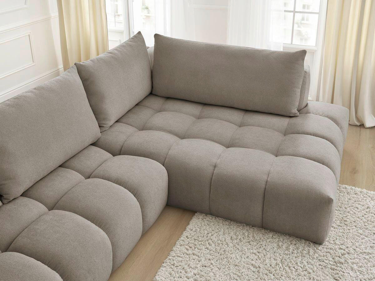 ECKSOFA Ottomane rechts  EVEREST Taupe Struktur  - Taupe/Schwarz, MODERN, Kunststoff/Textil (352/210cm) - Livetastic