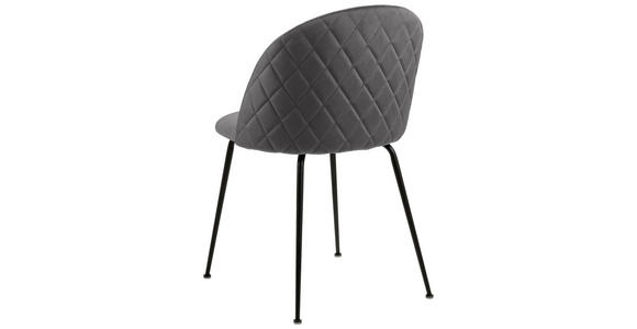 STUHL Samt Dunkelgrau  - Dunkelgrau/Schwarz, KONVENTIONELL, Textil/Metall (49,5/80,5/54cm) - Ambia Home