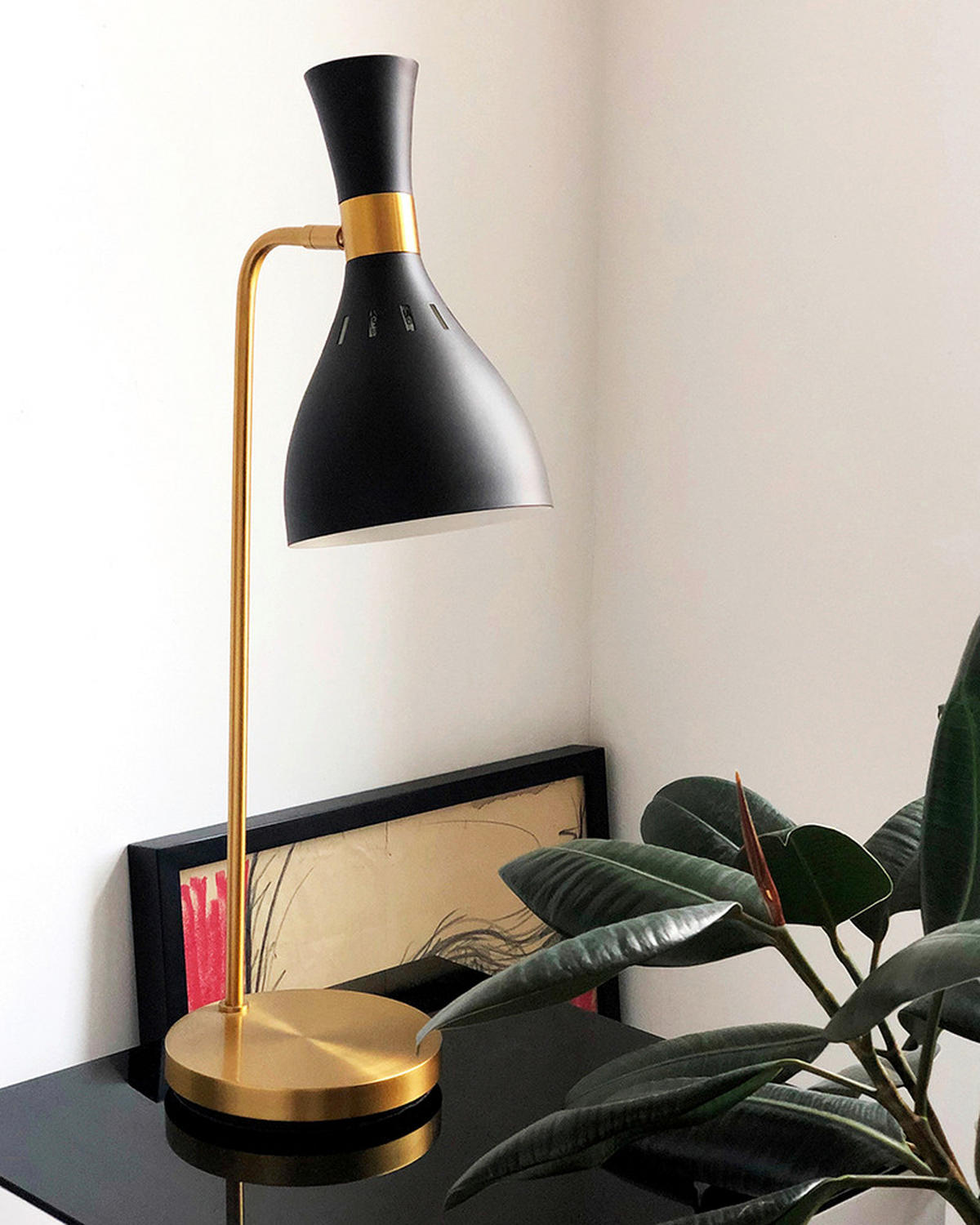 TISCHLEUCHTE - Messingfarben/Schwarz, Konventionell, Metall (17.8/63.5/21.9cm) - Elstead Lighting