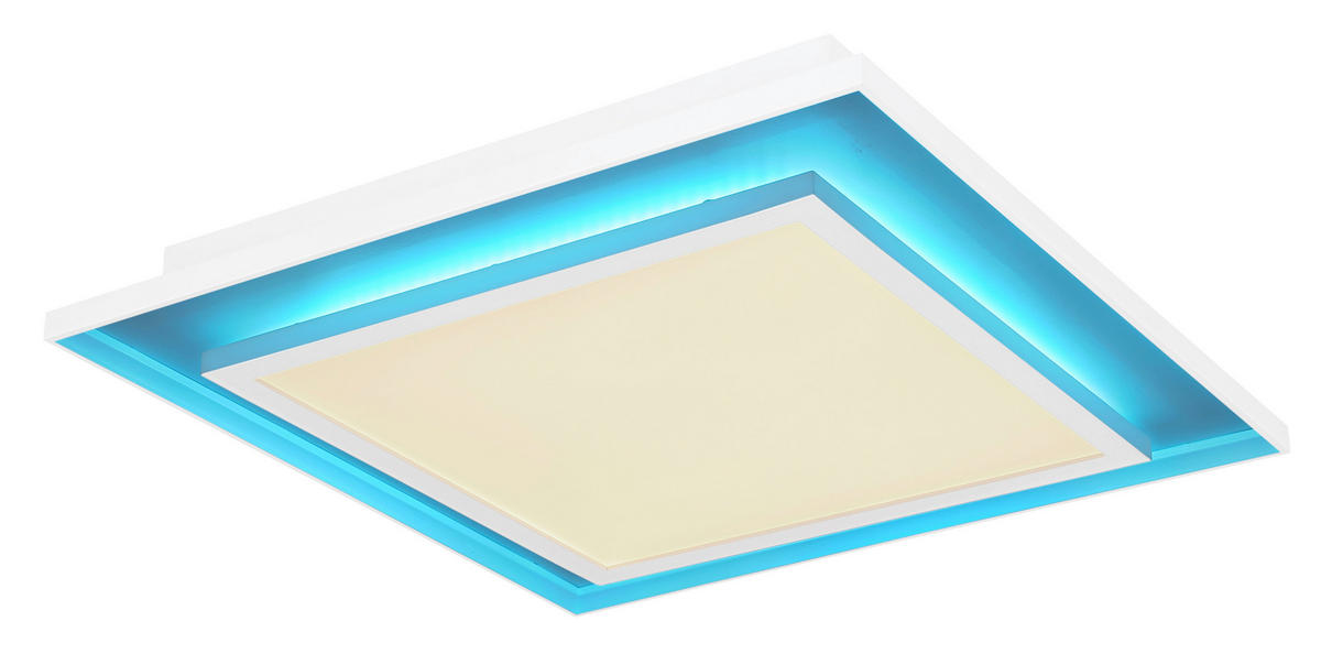 STROPNÍ LED SVÍTIDLO, 44.3/44.3/6.3 cm - bílá, Design, kov/plast (44.3/44.3/6.3cm) - Globo
