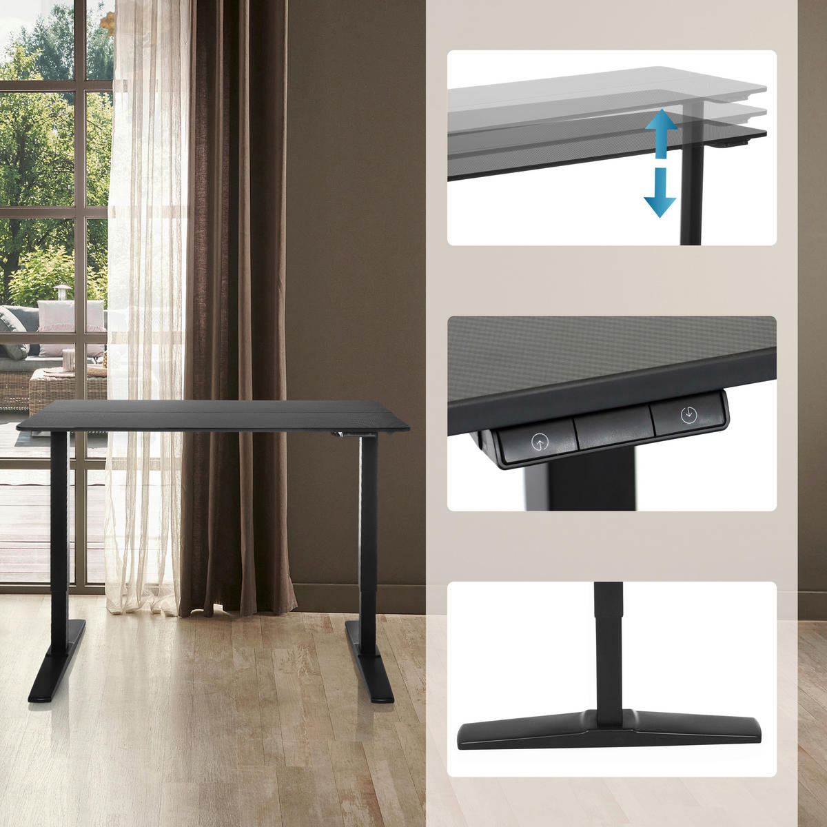 SKRIVBORD 120/60/75 - 120 cm  i svart  - svart, Modern, metall/trämaterial (120/60/75 - 120cm) - MID.YOU