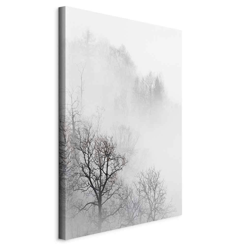 LEINWANDBILD Landschaft und Natur, Abstraktes, Bäume, Berge, Wolken Grau, Weiß, Dunkelgrau  - Dunkelgrau/Weiß, Basics, Holzwerkstoff/Textil (40/60/1.2cm) - artgeist